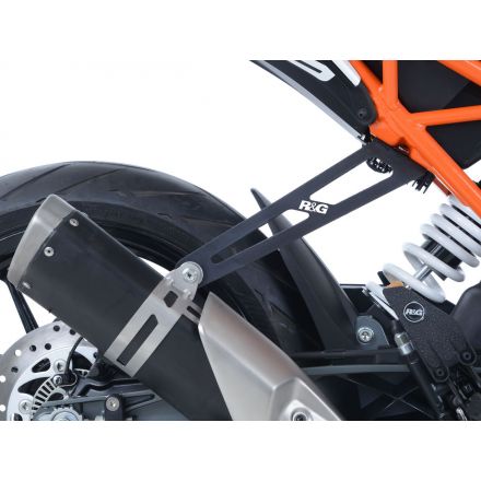 R&G - Exhaust hanger w/Rear footrest plate - KTM Duke 125 17-/Duke 390 17-