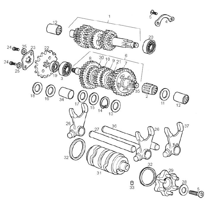 Derbi/Piaggio - Girkasse v1 - Derbi/Gilera